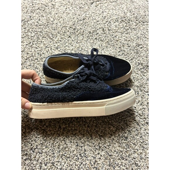 Soludos Blue Velvet Platform Lace Up Sneakers Women's Size‎ 6.5 - Picture 1 of 7